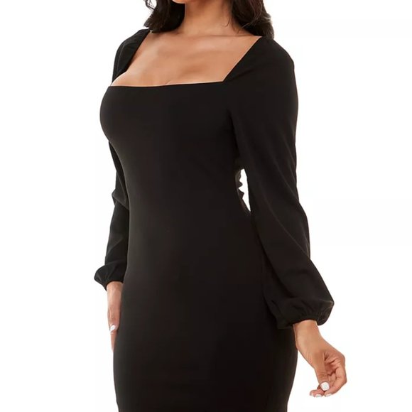 Womens Black Puff-Sleeve Dress Size S NWT - Picture 7 of 8